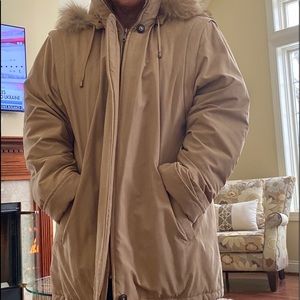 3/4 length microfiber tan coat